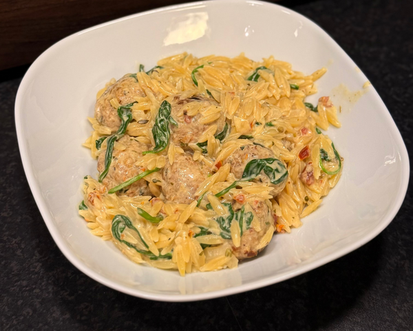 Marry Me Chicken Kjøttboller med Risoni