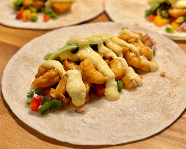 Taco med Scampi og Mangodressing